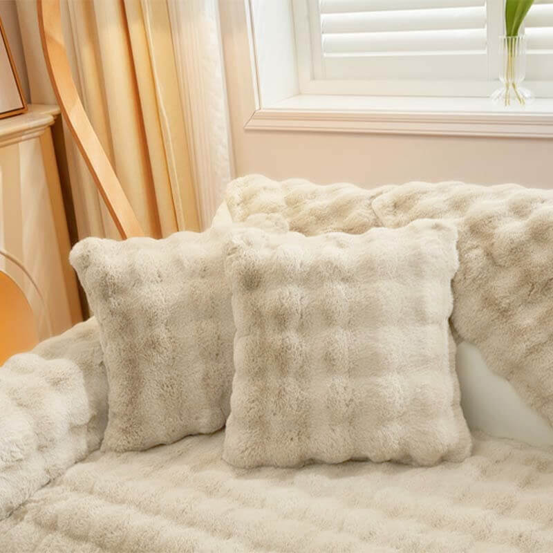 Cozy Plush Solid Colour Non-slip Couch Cover