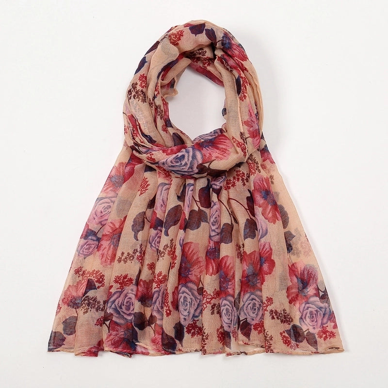 Women's Retro Lady Printing Rose Rayon Polyester Printing And Dyeing Printing Dyeing Scarf Shawl Hijab