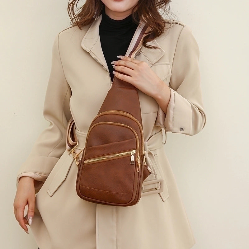 Women's Sports Solid Color Pu Leather Waist Bags
