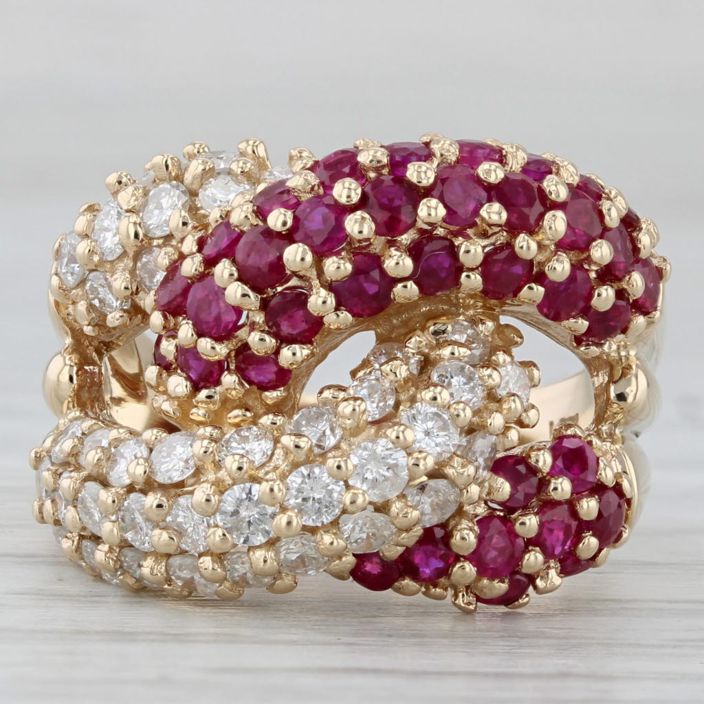 2.75ctw Ruby Diamond Knot Ring 14k Yellow Gold Size 6.75 Cocktail