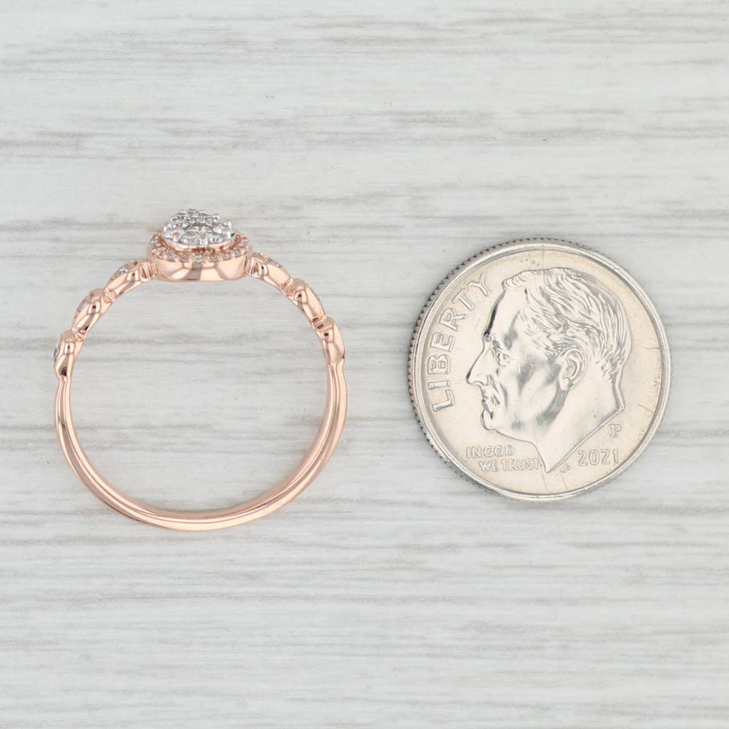 0.25ctw Diamond Teardrop Halo Engagement Ring 10k Rose Gold Size 7