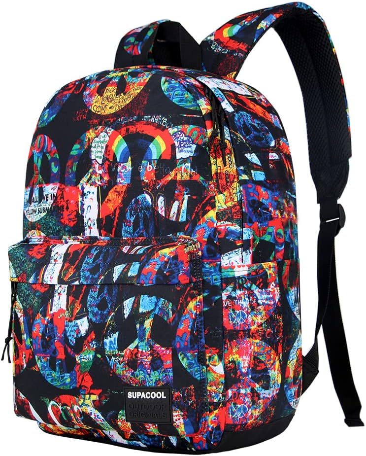 SUPACOOL Casual Laptop Backpack for Men and Women, School Backpack for Boys and Girls, College Bookbag, USB Charging Port, Lightweight Back Pack(Black)
