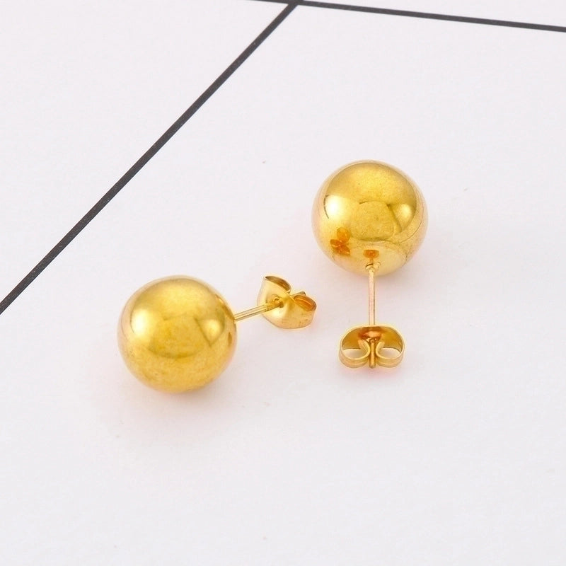 1 Pair Minimalist Round Plating Stainless Steel 18K Gold Plated Ear Studs