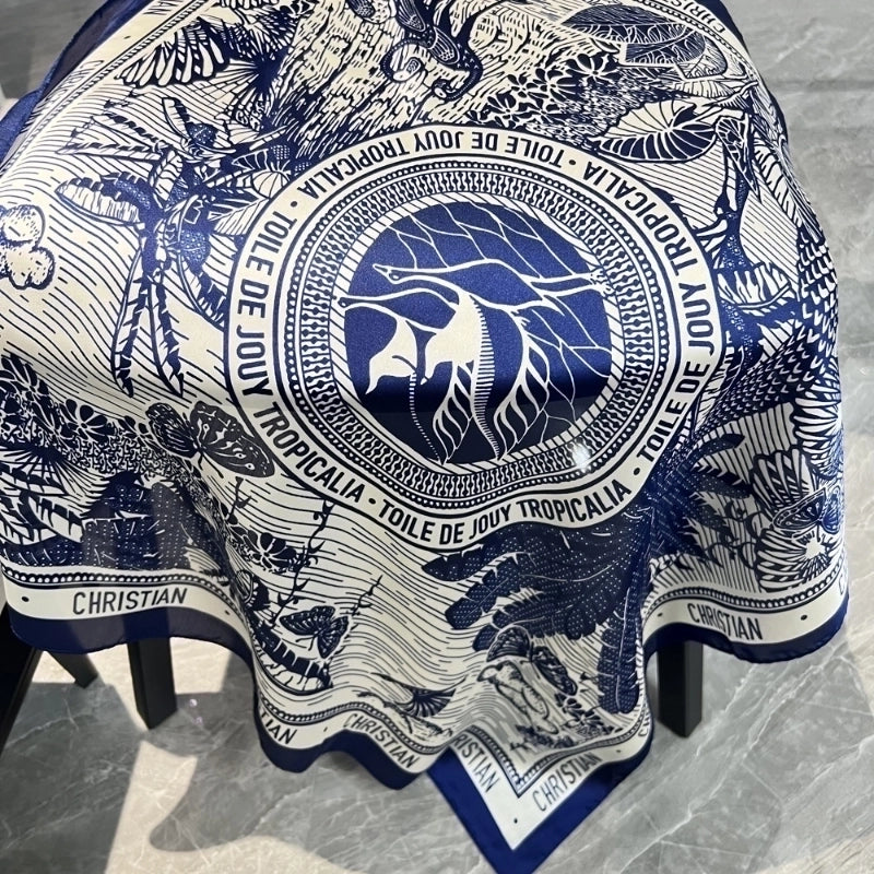 Women's Elegant Bird Satin Printing Scarves & Gloves
