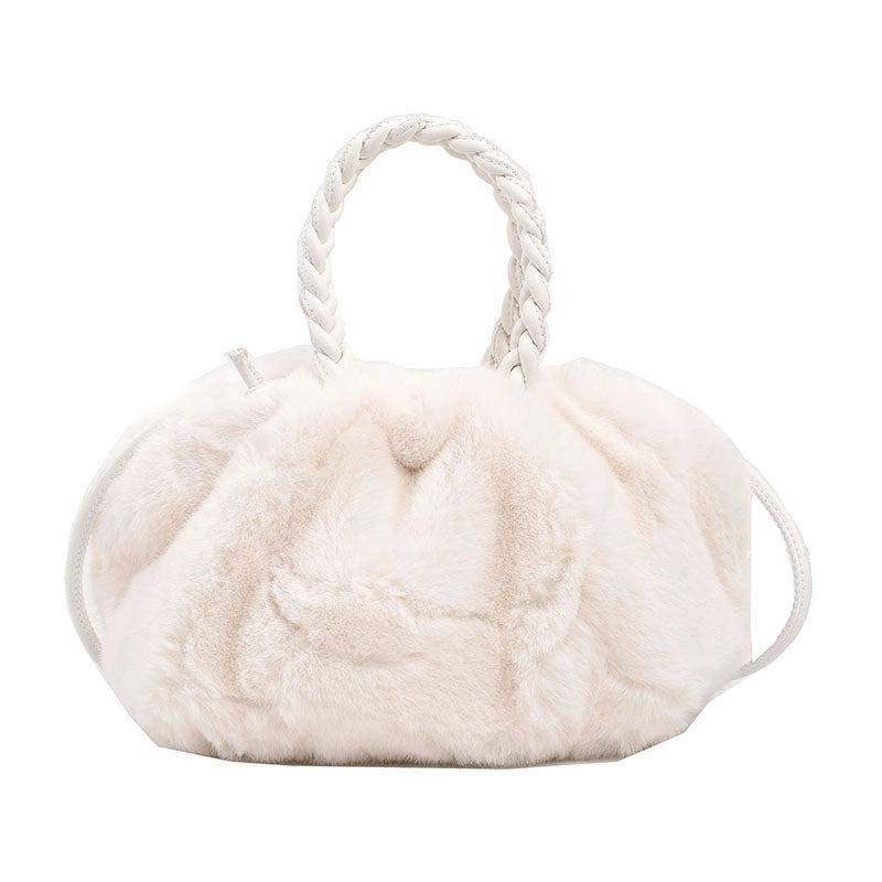 Women's Autumn&winter Plush Solid Color Classic Style Cloud Shape Magnetic Buckle Handbag