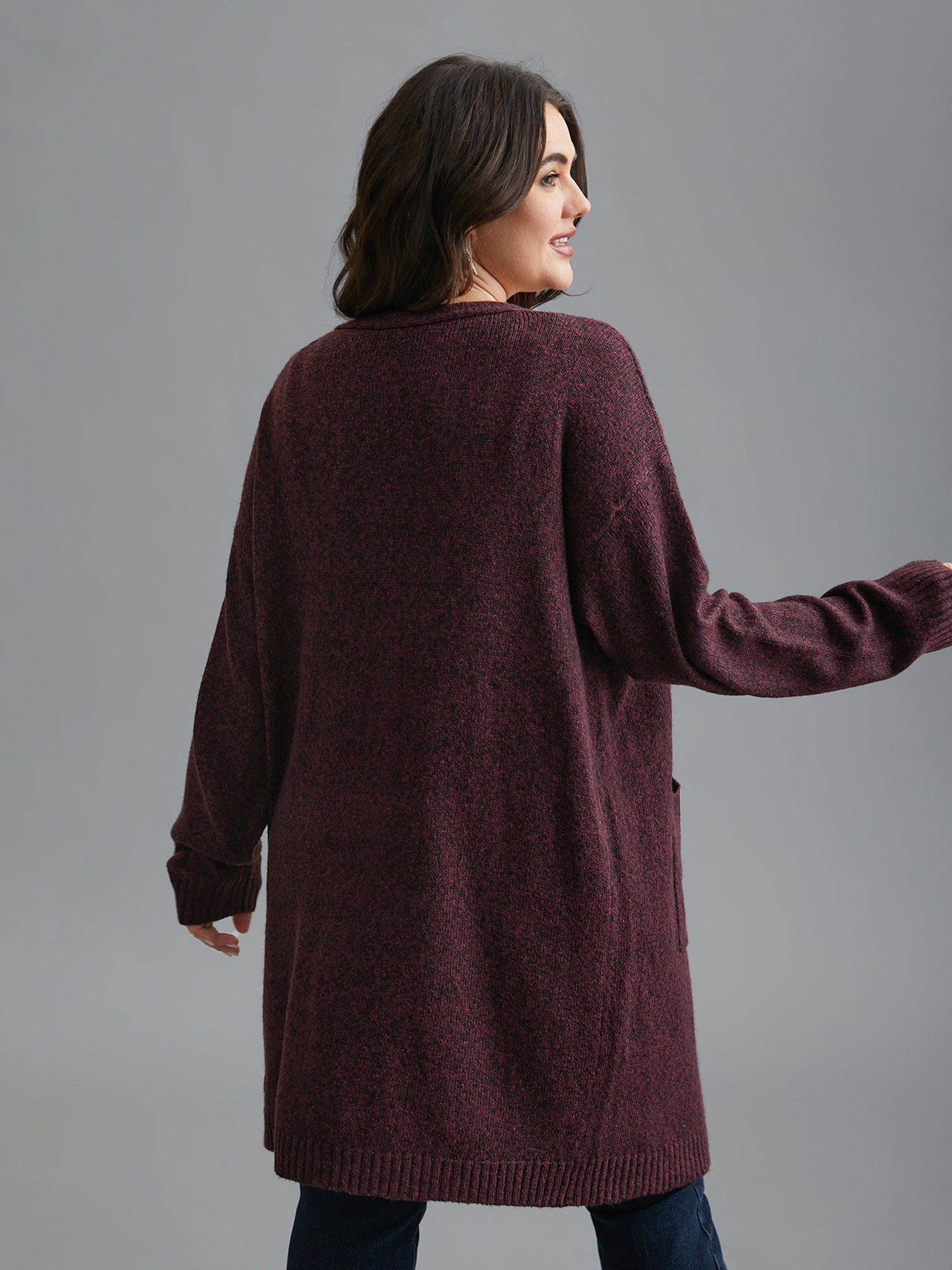 Solid Patch Pocket Long Knit Cardigan