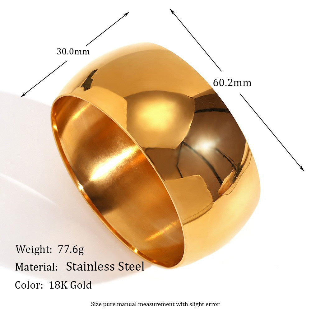Fashion Round Stainless Steel 18K Gold Plated Bangles