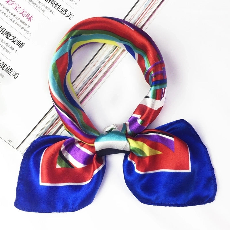 Unisex Sweet Geometric Satin Printing Silk Scarves