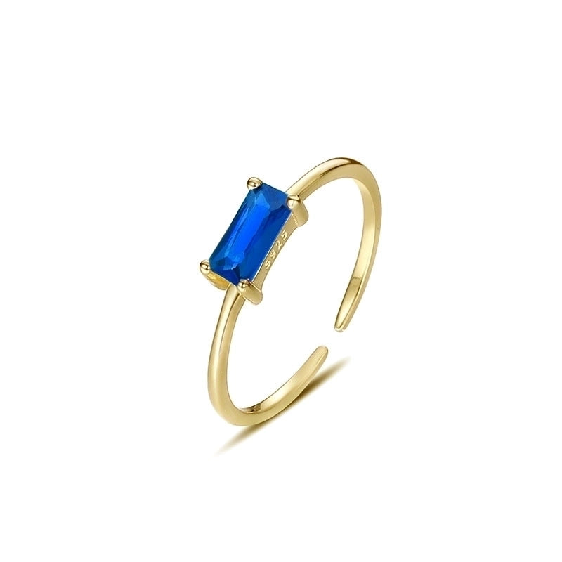 Silver Zircon Rectangle Open Ring