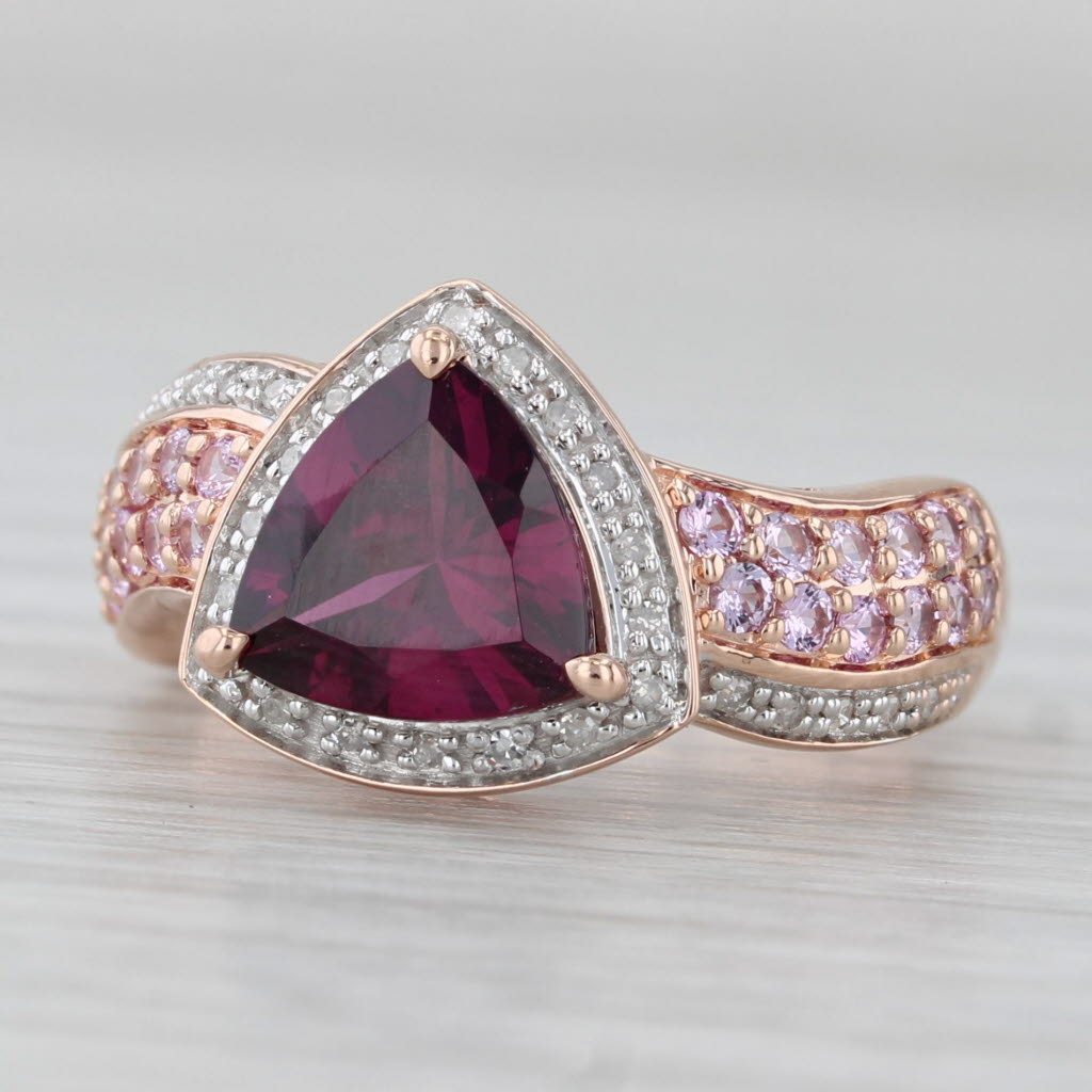 2.39ctw Garnet Pink Sapphire Diamond Halo Ring 10k Rose Gold Size 5
