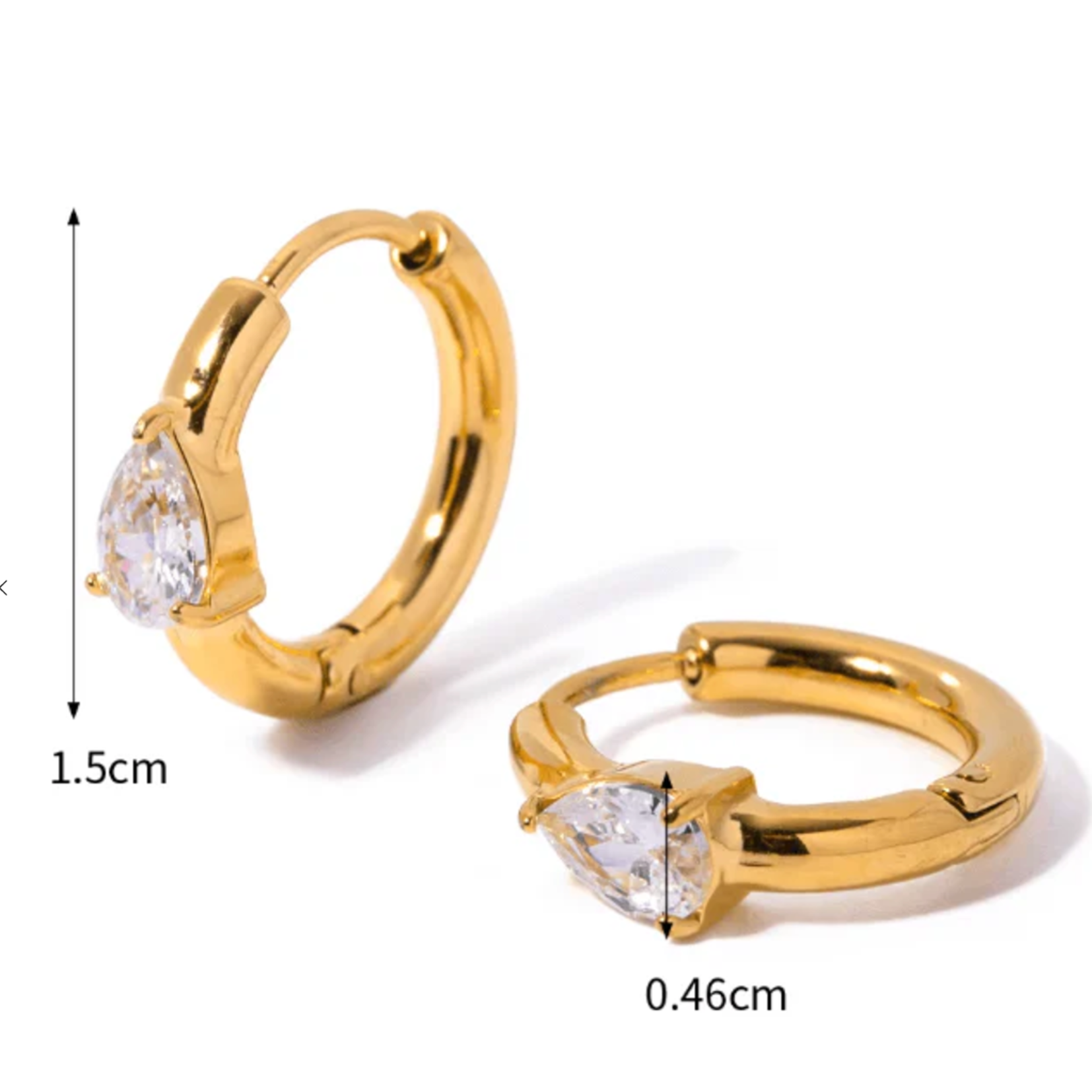 Tear drop diamond style hoops - Gold
