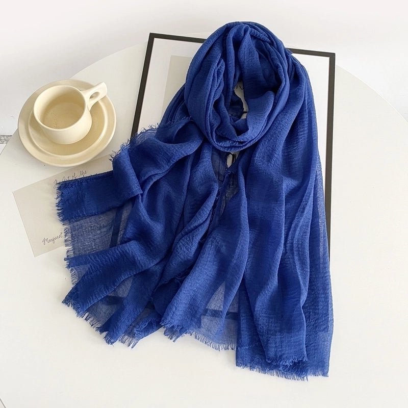 Women's Minimalist Solid Color Imitation Cotton And Linen Silk Scarf
