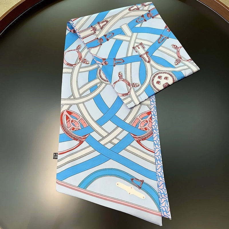 New Style Belt Lock Double-layer Printed Silk Scarf Twill Silk Scarf