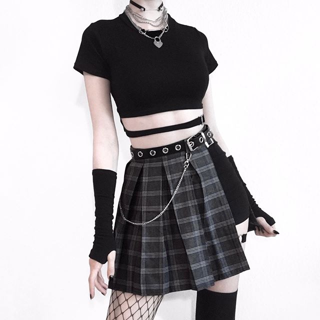 Hip Hop Irregular Stitching Plaid Skirt KF50514