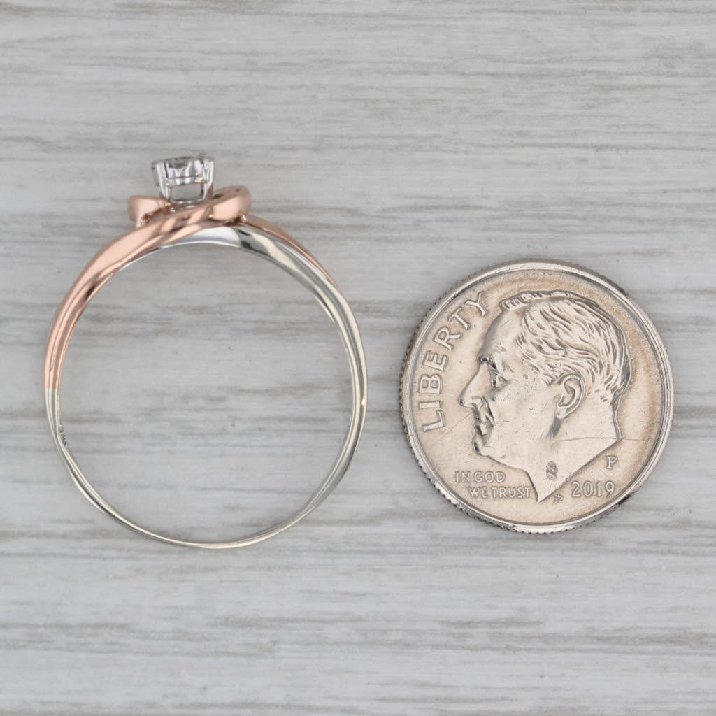 0.18ctw Diamond Bypass Engagement Ring 10k White Rose Gold Size 9