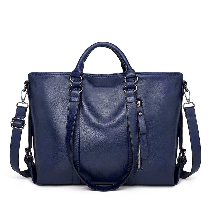 Women's Large PVC Solid Color Basic Classic Style Square Zipper Tote Bag