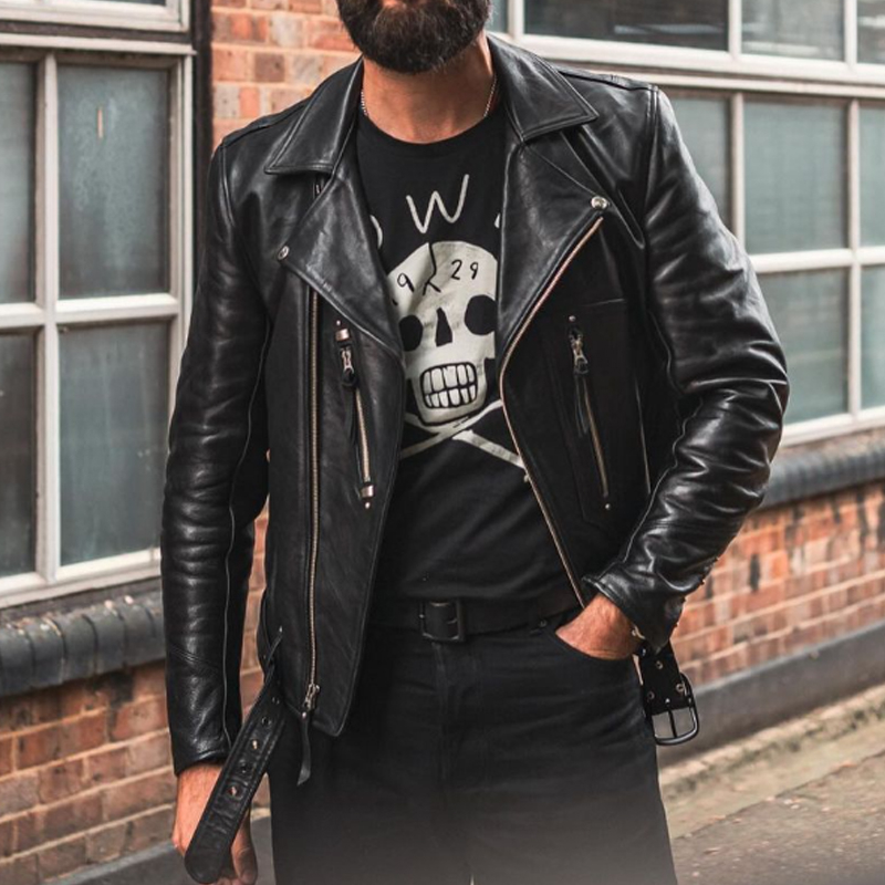 Vintage Men's Skull Print Cotton Short Sleeve T-Shirt