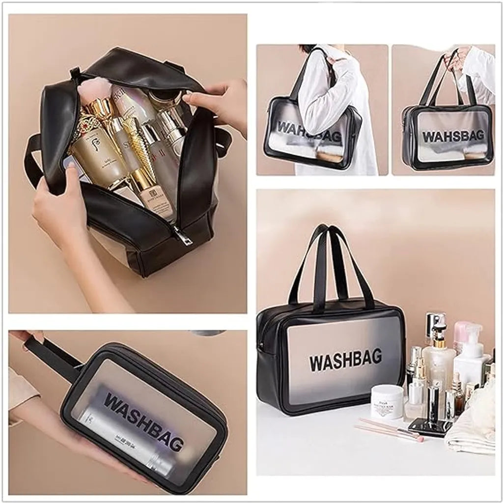 Wash Bag Clear Makeup Pouch Cosmetic Organizer Bag for Women and Girls (Set of 3 )