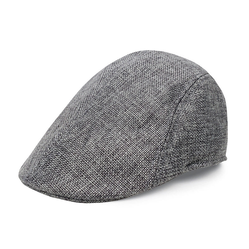 Men's Retro British Style Solid Color Curved Eaves Beret Hat