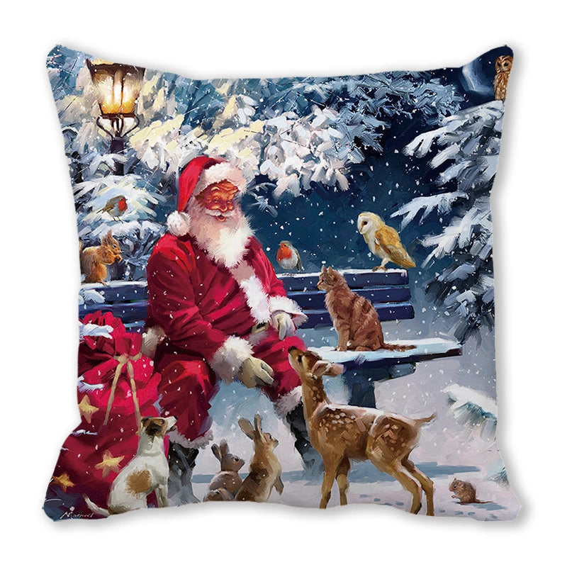 Christmas Pastoral Santa Claus Chemical Fiber Pillow Cases Couch & Sofa Decor