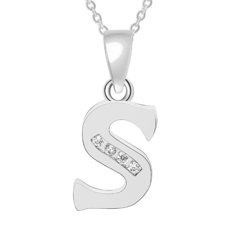 Minimalist Letter Copper Plating Inlay Zircon Pendant Necklace