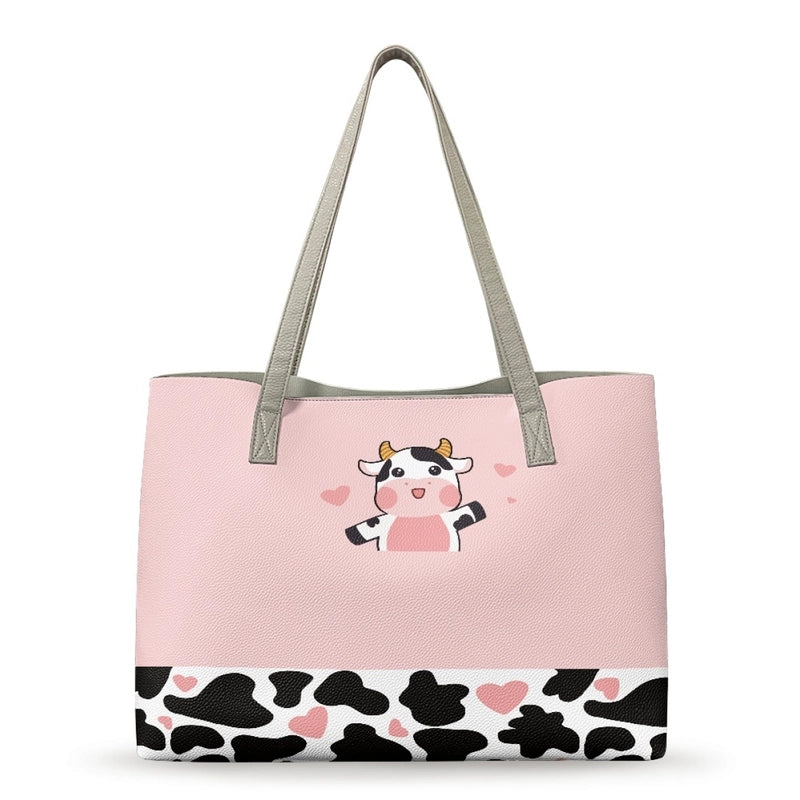 Women's Medium Pu Leather Customized Color Block Vintage Style Classic Style Square Open Tote Bag