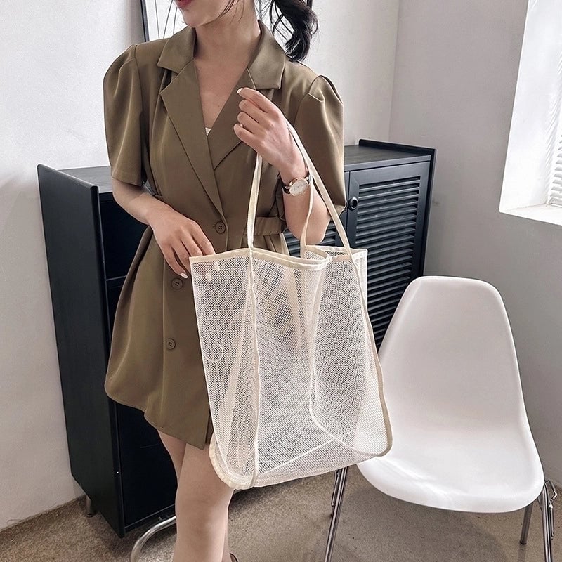 Women's Large All Seasons Net Basic Shoulder Bag Shopping Bags