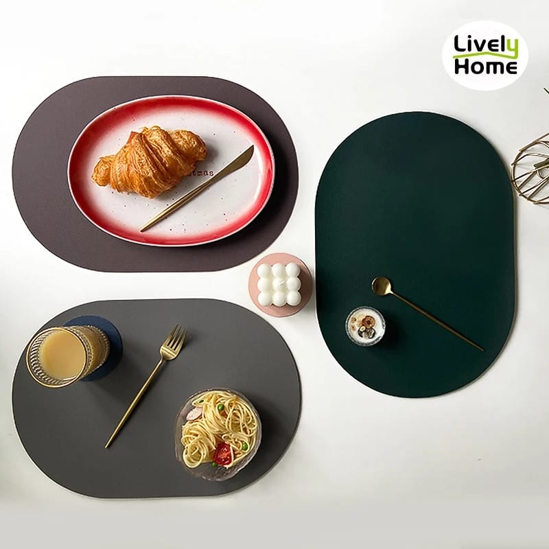 2PCs Oval Shape Leather Placemat