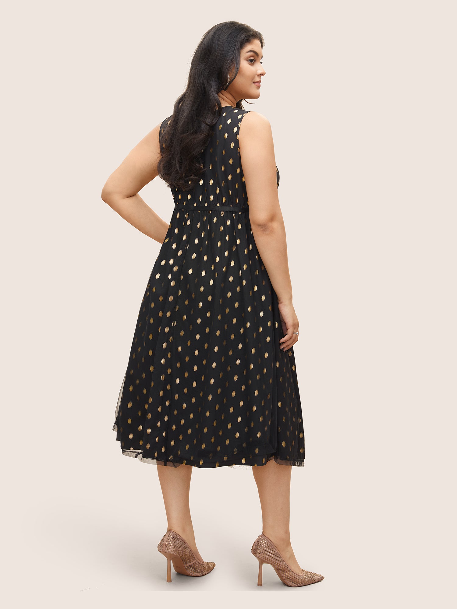 Glitter Polka Dot Pocket Patchwork Tank Dress