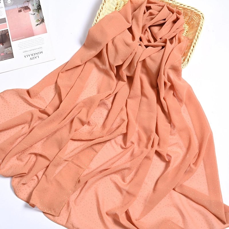 Hot Sale Solid Color Bronzing Chiffon Scarf Silk Scarf Decorative Headscarf Women's Solid Color Headscarf Scarf