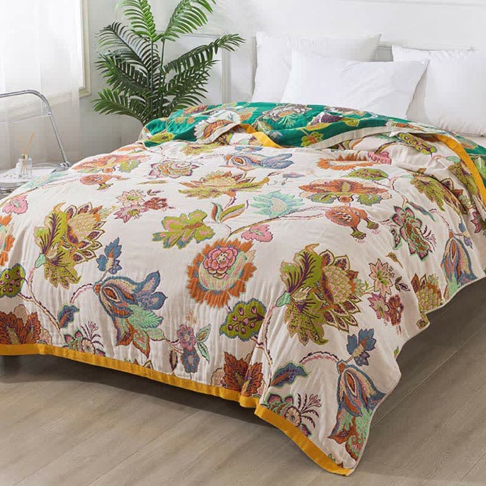 Wildbloom Reversible Flora Cotton Blanket
