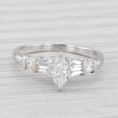 Vintage 0.65ctw Marquise Diamond Engagement Ring 950 Platinum Size 6