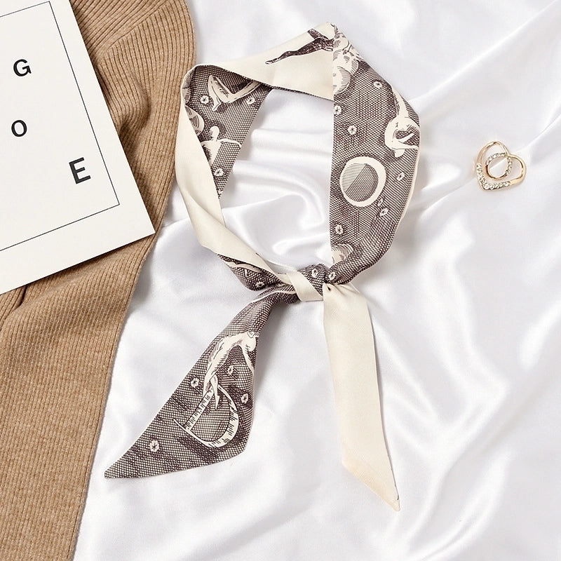 Women's Sweet Color Block Satin Printing Silk Scarf