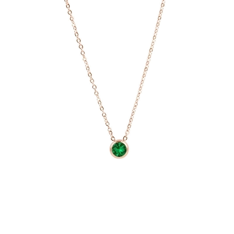 1 Piece Lady Round Stainless Steel Titanium Steel 18k Gold Plated Zircon Pendant Necklace
