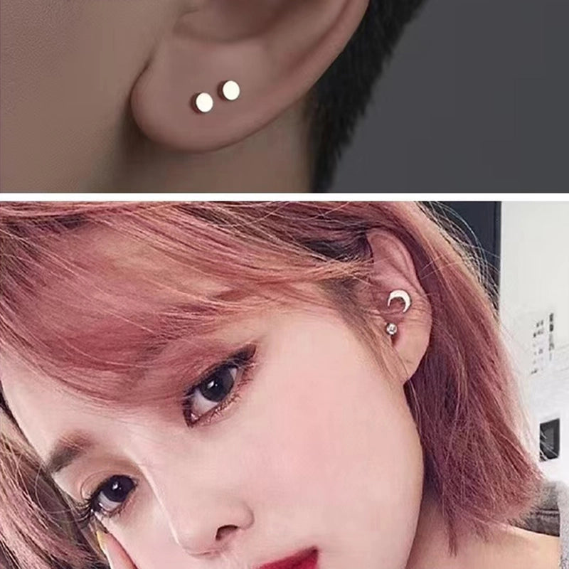 1 Pair Minimalist Moon Heart Shape Plating 304 Stainless Steel 18K Gold Plated Ear Studs
