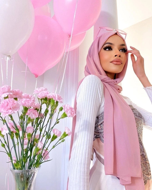 Women's Casual Elegant Minimalist Solid Color Chiffon Printing And Dyeing Hijab