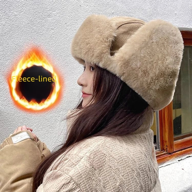 Versatile Korean Style Lei Feng Hat Men And Women Winter Korean Style Cycling Warm Thickened Ear Protection Windproof Flying Hat Fashion