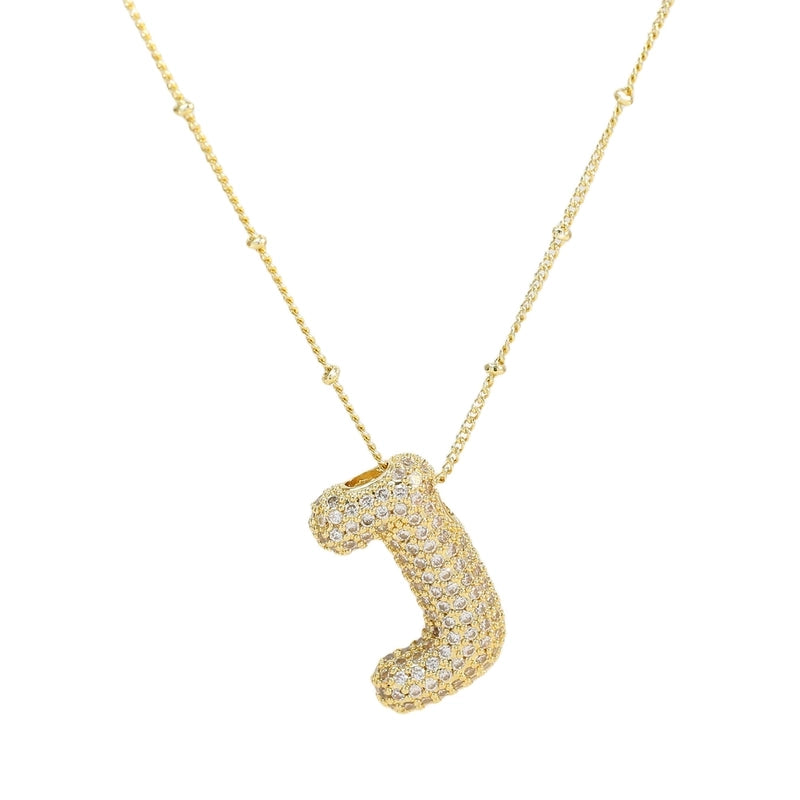 Europe And America  Hot Sale Fashion 26 English Letters Pendant Necklace Copper Micro Inlaid Zircon Balloon Letter Collarbone Necklace Choker Pendant