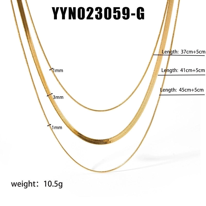 201 Stainless Steel 18K Gold Plated Modern Style Minimalist Streetwear Plating Solid Color Double Layer Necklaces