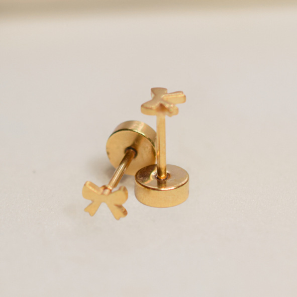 Tiny bow studs - Gold