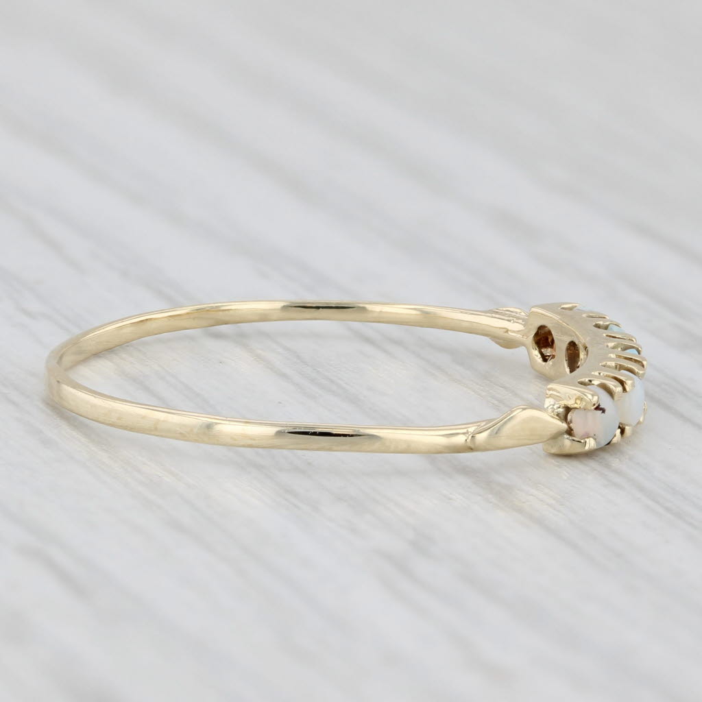 Round Opal 5-Stone Ring 14k Yellow Gold Size 9.5 Stackable