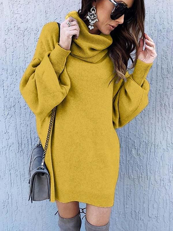 Loose-Fit Turtleneck Dress