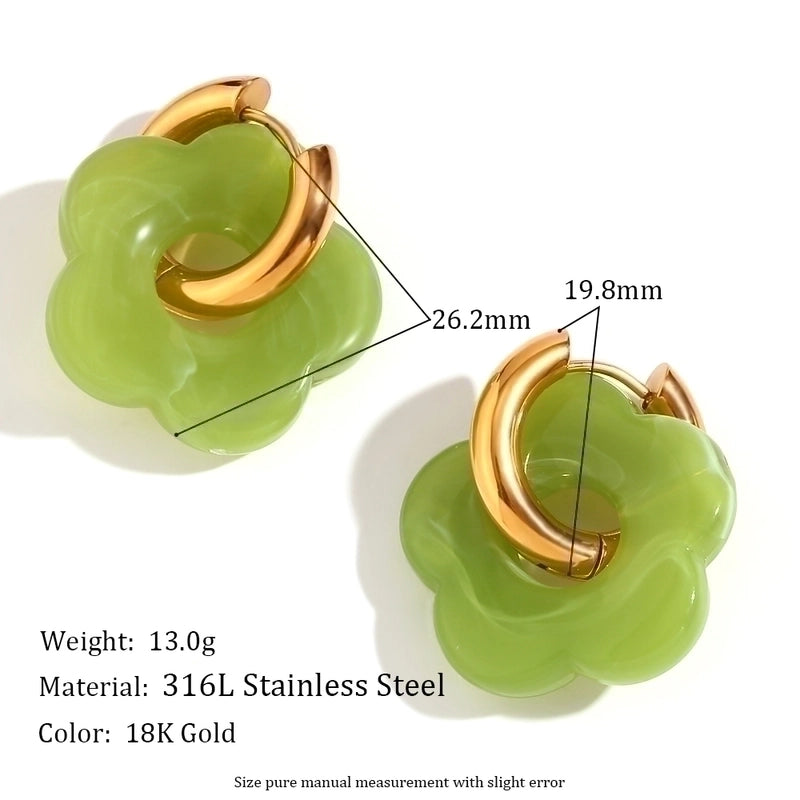 1 Pair Basic Sweet Classic Style Flower Plating 304 Stainless Steel Arylic 18K Gold Plated Drop Earrings