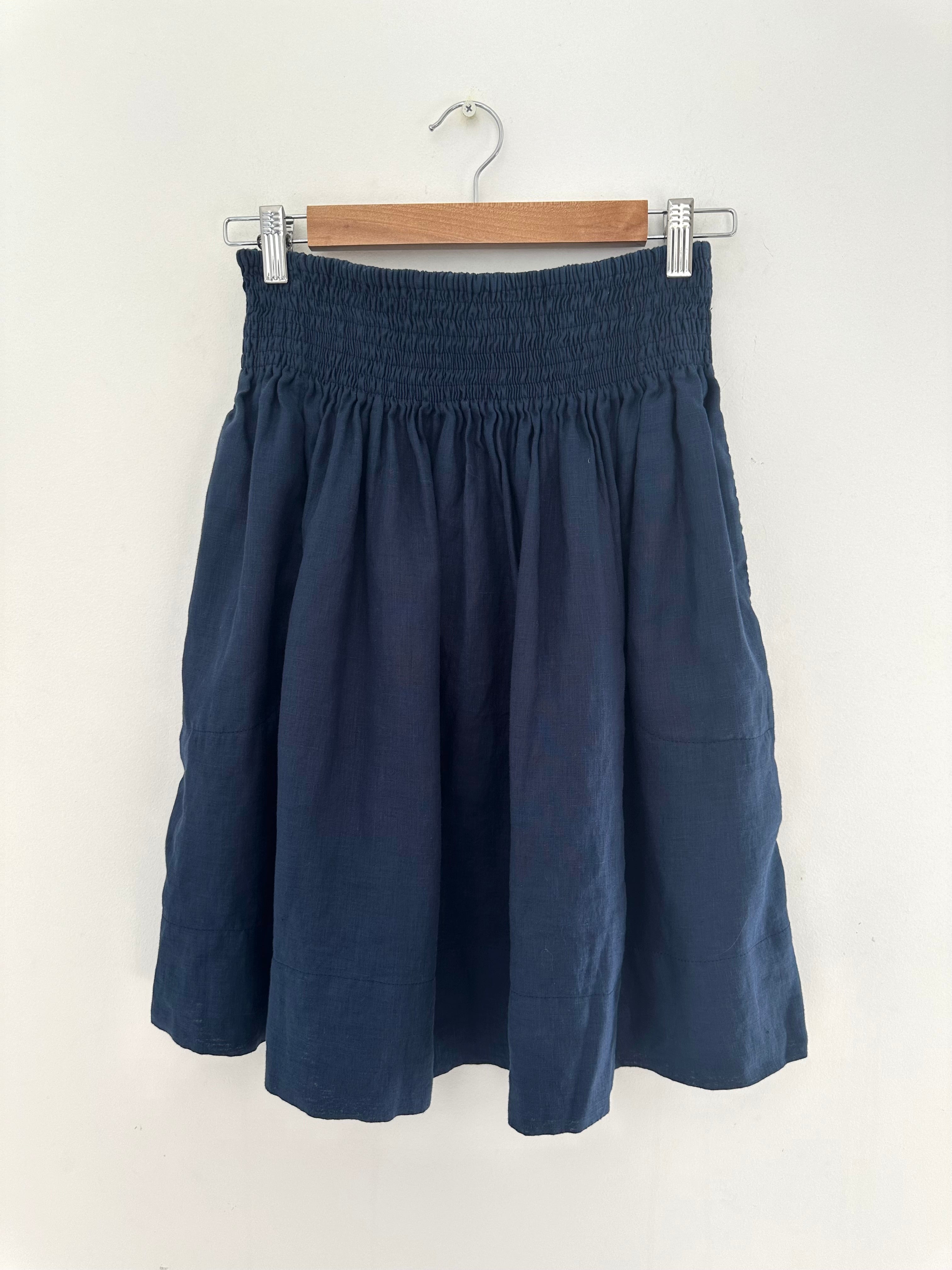 zoe skirt - indigo linen