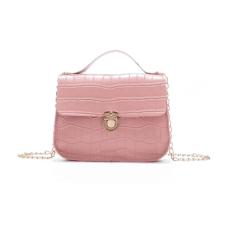 Women's Pu Leather Solid Color Fashion Square Lock Clasp Shoulder Bag Crossbody Bag Chain Bag