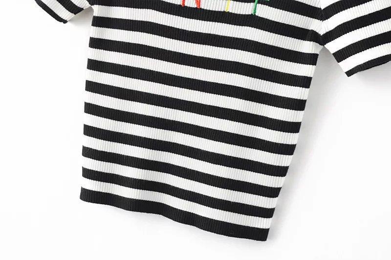 Knitted Sporty Striped Top