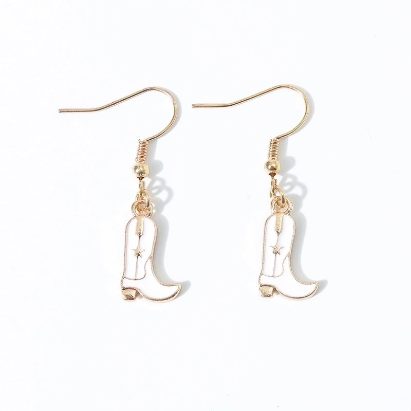 6 Pieces Fashion Style Earrings Western Cowboy Girl Oil Drop Boots Earrings High Heels   Earring