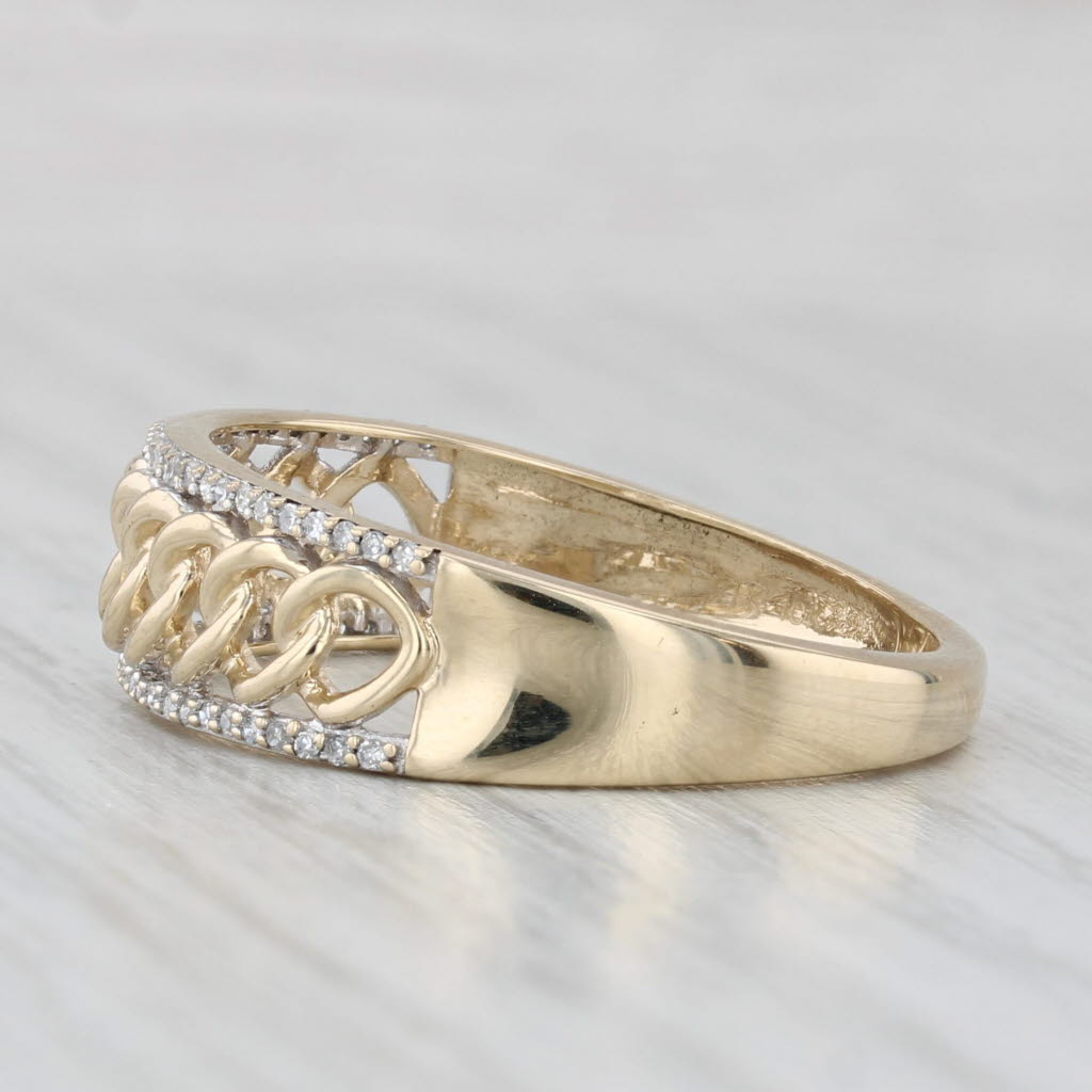 0.12ctw Diamond Linked Circles Ring 10k Yellow Gold Size 11 Band