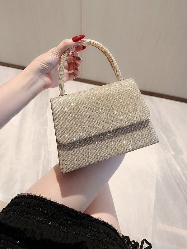 Women's Polyester Solid Color Vintage Style Sexy Square Buckle Handbag Square Bag Evening Bag