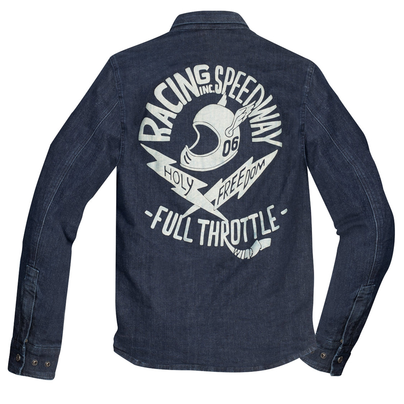 Retro Motorcycle Denim Print Single-Breasted Jacket